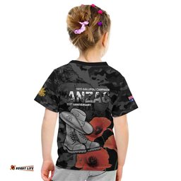Australia 1915 Gallipoli ANZAC Kid T Shirt 111th Anniversary Army Boots And Slouch Hat LT14