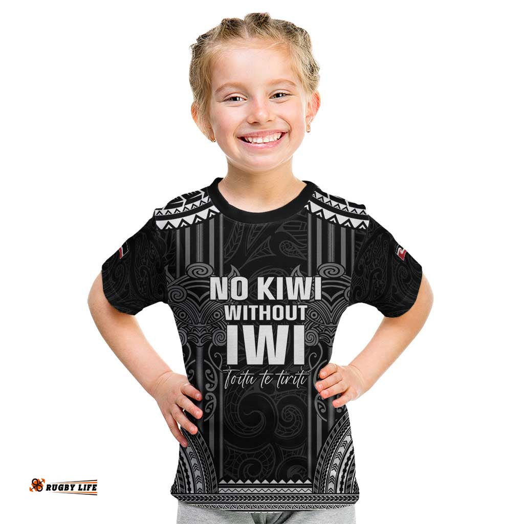 Aotearoa Toitu Te Tiriti Kid T Shirt No Kiwi Without Iwi LT05