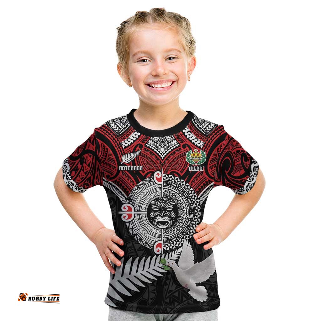 Aotearoa and Tonga Mo Te Tiriti Kid T Shirt New Zealand Honour The Treaty Ake!Ake!Ake! LT9