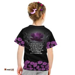 ANZAC Day Remembrance Kid T Shirt Purple Poppy We Will Remember Them LT9