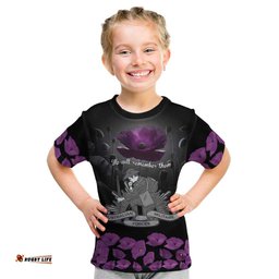 ANZAC Day Remembrance Kid T Shirt Purple Poppy We Will Remember Them LT9