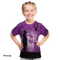 Australia Animals ANZAC Day Kid T Shirt Lest We Forget The Animals Too Purple Poppy LT14