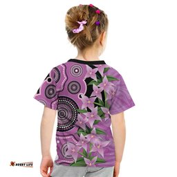 Australia Boronia Kid T Shirt Aussie Native Flowers Indigenous Art LT14