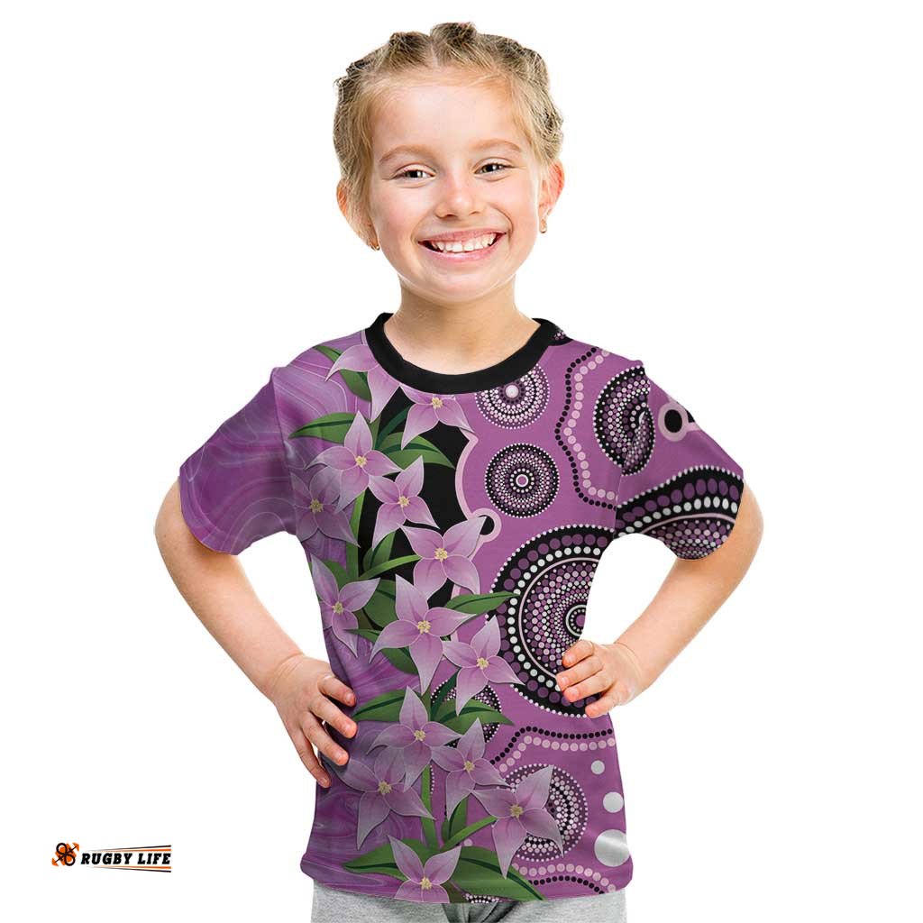 Australia Boronia Kid T Shirt Aussie Native Flowers Indigenous Art LT14