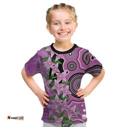 Australia Boronia Kid T Shirt Aussie Native Flowers Indigenous Art LT14