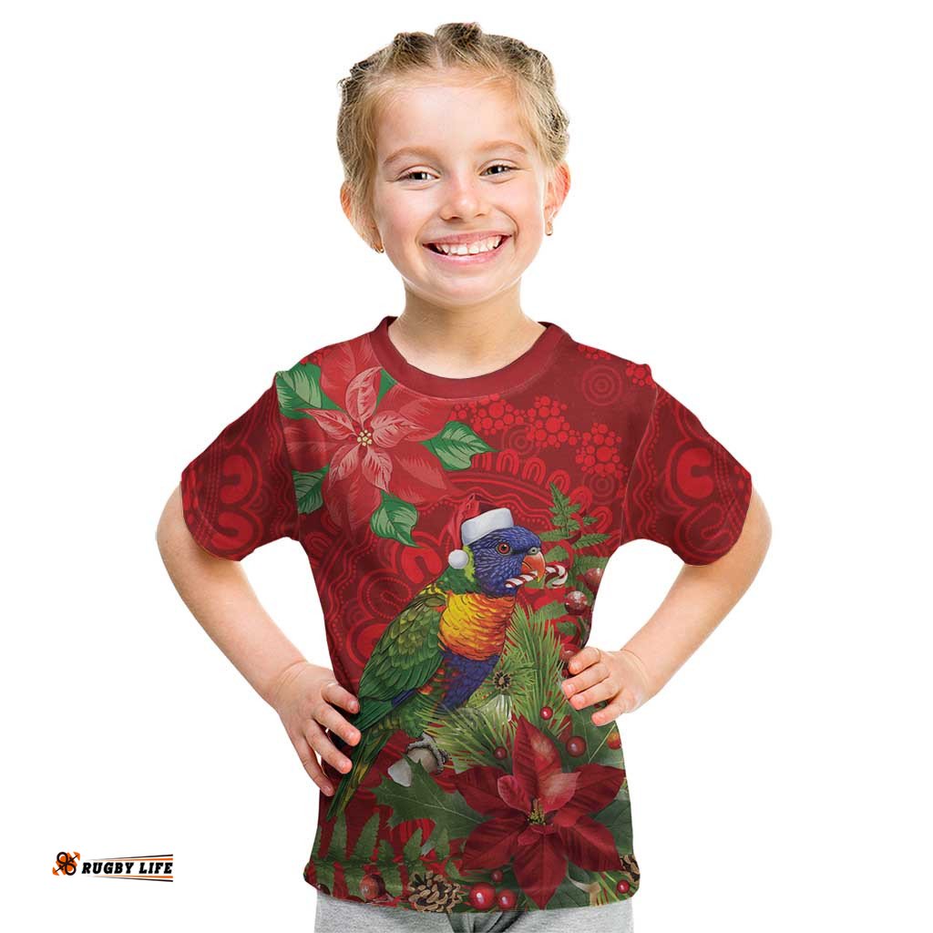 Aussie Rainbow lorikeet Kid T Shirt Aboriginal Inspired Christmas LT9