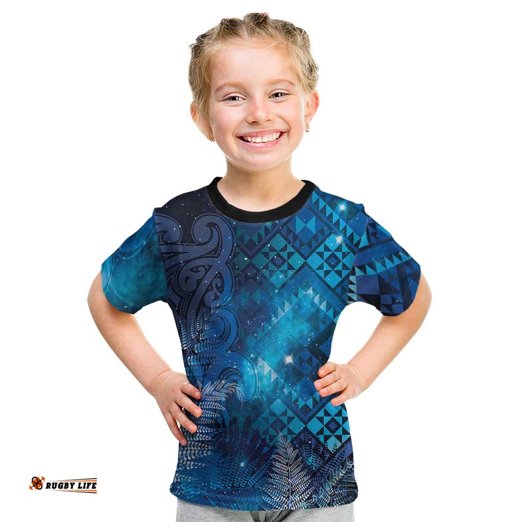 Aotearoa Taniko Matariki Kid T Shirt Cosmic Blue LT7