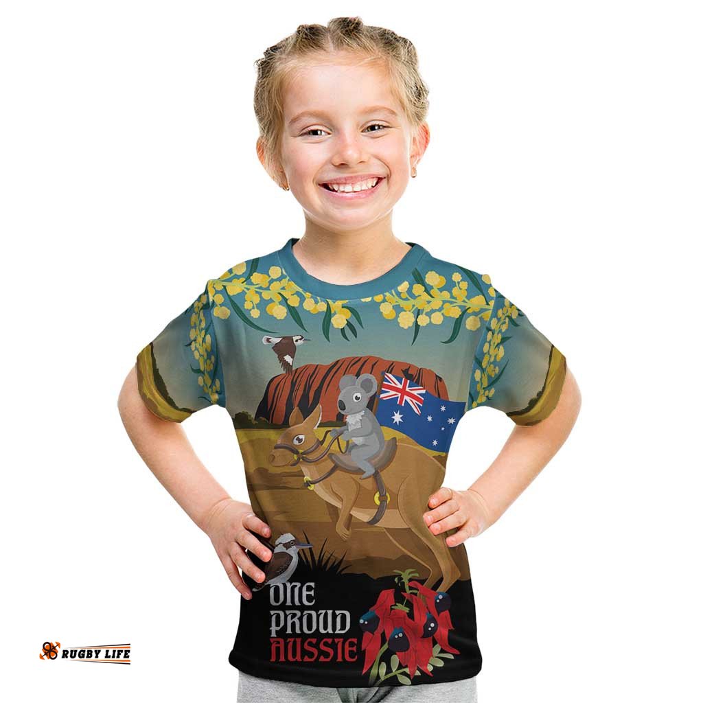 26 January One Proud Aussie Kid T Shirt Kangaroo and Koala Happy Australia Day LT9