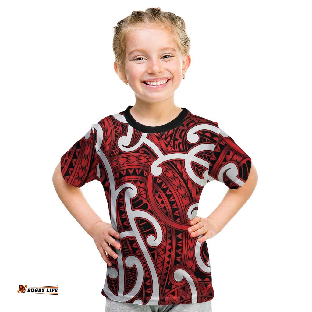 Aotearoa Maori Kowhaiwhai Kid T Shirt Whero Puhoro and Patiki LT9