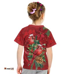 Aussie Red Cardinal Kid T Shirt Aboriginal Inspired Christmas LT9