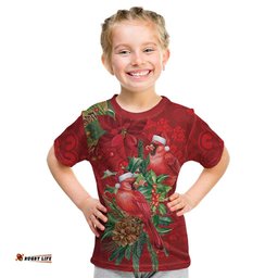 Aussie Red Cardinal Kid T Shirt Aboriginal Inspired Christmas LT9