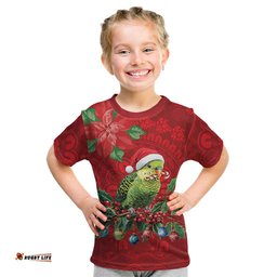 Aussie Green Budgerigar Kid T Shirt Aboriginal Inspired Christmas LT9