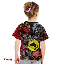 Aotearoa and Australia Toitu Te Tiriti Kid T Shirt Honour the Treaty - Stand Together Stand Stronger LT03