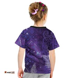Aotearoa Taniko Matariki Kid T Shirt Cosmic Violet LT7