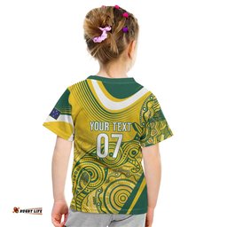 Australia Custom Indigenous Kid T Shirt WC2026 Socceroos Aboriginal Arts LT7