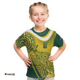 Australia Custom Indigenous Kid T Shirt WC2026 Socceroos Aboriginal Arts LT7