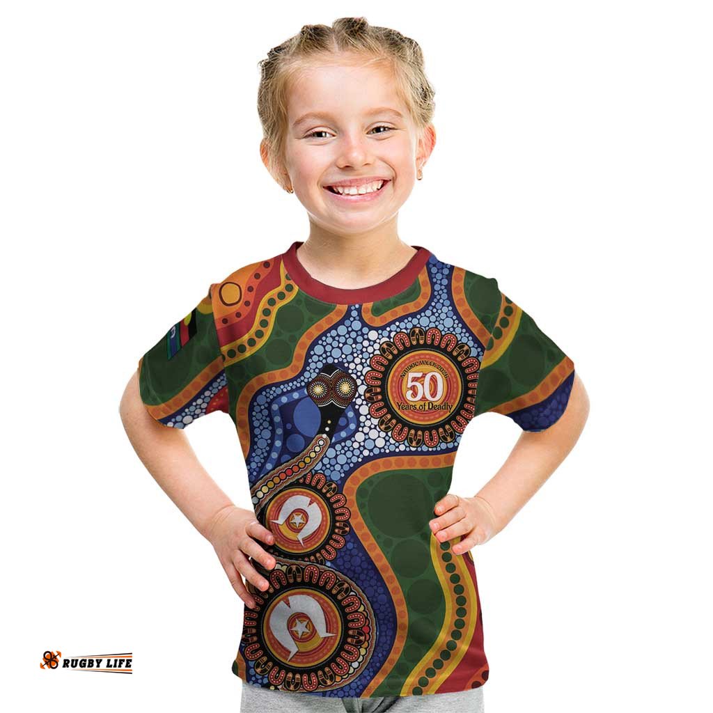 Australia NAIDOC Week 2026 Kid T Shirt 50 Years of Deadly Dhari Snake Aboriginal Art LT14
