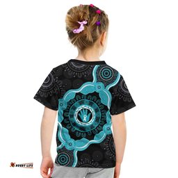 Australia Ovarian Cancer Awareness Kid T Shirt Brave Strong Teal Ribbon Aboriginal Art LT14