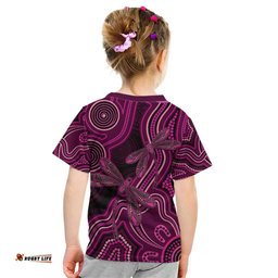 Australia Breast Cancer Awareness Kid T Shirt Pink Dragonflies Aboriginal Art LT14