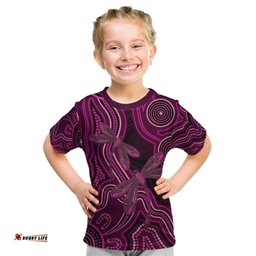Australia Breast Cancer Awareness Kid T Shirt Pink Dragonflies Aboriginal Art LT14