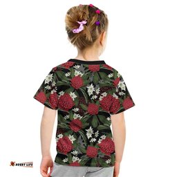 Australia Waratah Flannel Flower Kid T Shirt Aussie Native Flowers Seamless Stylized LT14