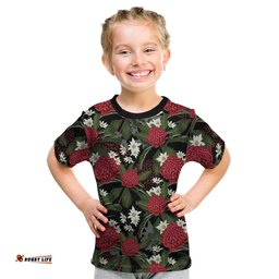 Australia Waratah Flannel Flower Kid T Shirt Aussie Native Flowers Seamless Stylized LT14