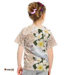 Australia Long-billed Corella Kid T Shirt Cacatua Tenuirostris Plumeria Aboriginal Art LT14