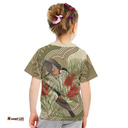 Australia Eastern Spinebill Kid T Shirt Aussie Honeyeater Bottlebrush Indigenous Art LT14