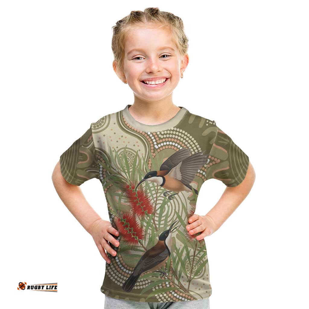 Australia Eastern Spinebill Kid T Shirt Aussie Honeyeater Bottlebrush Indigenous Art LT14