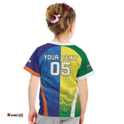 Custom Australia And India Cricket Kid T Shirt Ashoka Chakra With Aboriginal LT05