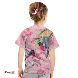 Birds and Floral Aussie Pink Robins Kid T Shirt Rosy Glow LT7