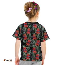 Australia Sturt's Desert Pea Kid T Shirt Aussie Native Flowers Indigenous Art LT14