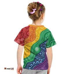 Australia First Nation LGBTQ+ Kid T Shirt Aboriginal Rainbow Flag LT7
