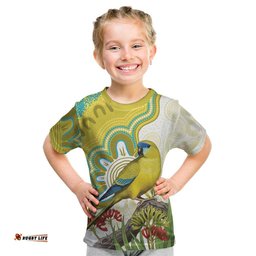 Australia Rock Parrot Kid T Shirt Kangaroo Paws Indigenous Art LT14