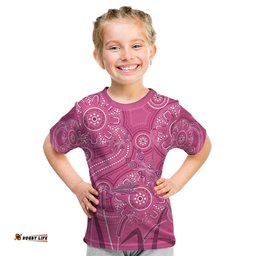 Australia Indigenous Pink Month Kid T Shirt Breast Cancer Aboriginal Dragonflies Ribbon LT14