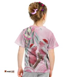 Australia Funny Pink Galah Christmas Kid T Shirt Aboriginal Eucalyptus Blossoms Watercolor LT14
