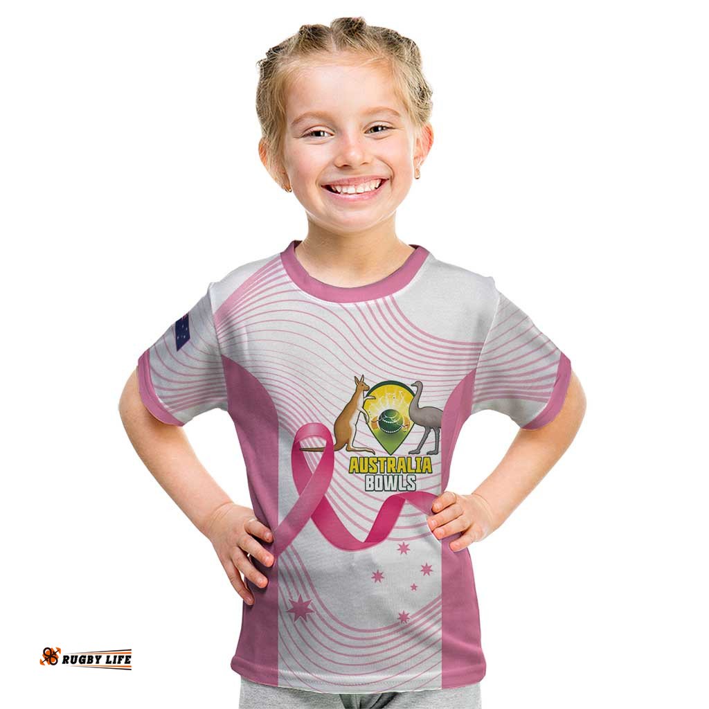 Custom Bowls Australia Breast Cancer Kid T Shirt Pink Ribbon Curve Sporty LT14
