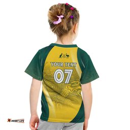Australia Cricket Custom Indigenous Kid T Shirt Aboriginal Arts GO Aussie LT7