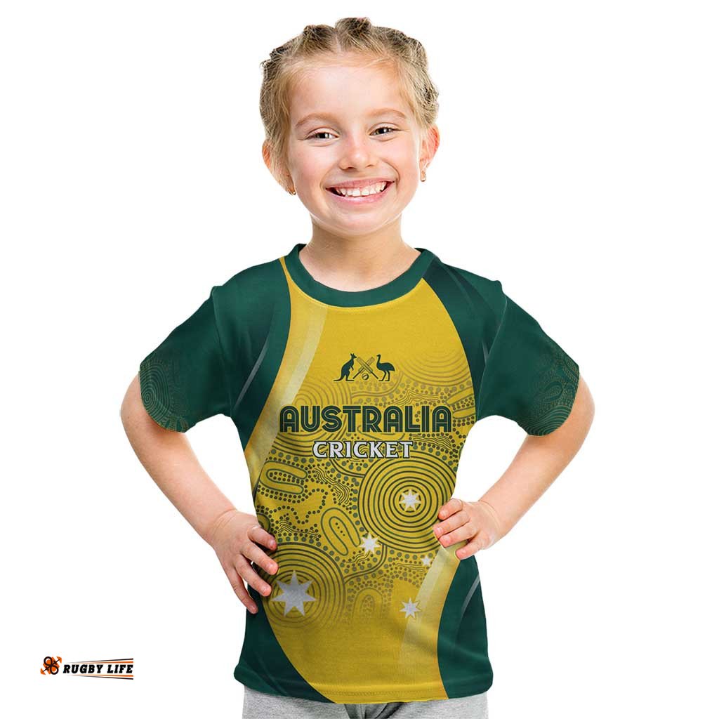 Australia Cricket Custom Indigenous Kid T Shirt Aboriginal Arts GO Aussie LT7