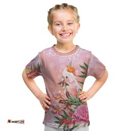 Australia Christmas Pink Cockatoo with Banksia Kid T Shirt Coral Pink LT7