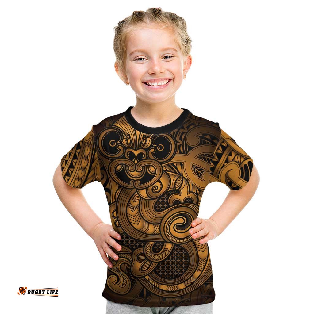 Aotearoa Maori Hei Tiki Kid T Shirt Koura Kowhaiwhai Puhoro Motif LT9