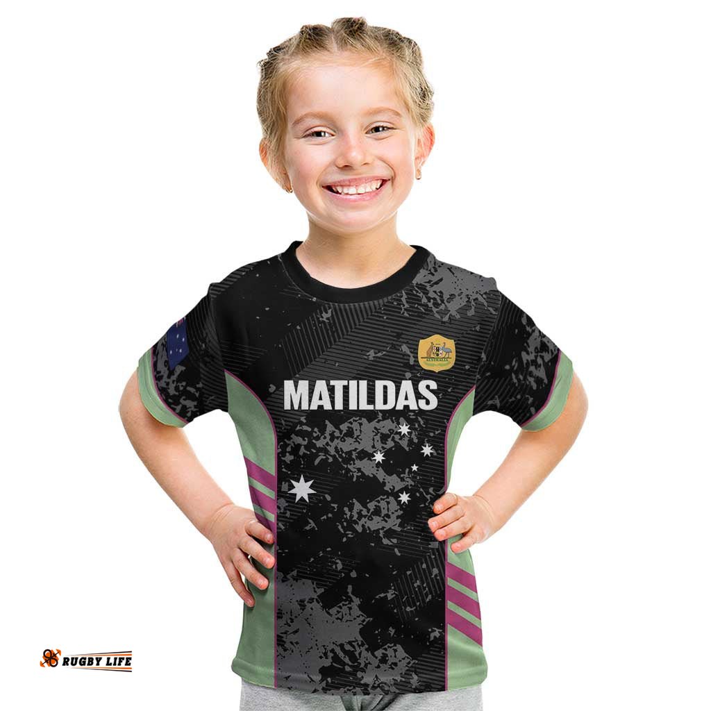 Custom Australia Matildas 2026 Kid T Shirt Come On Aussie Grunge Style LT14