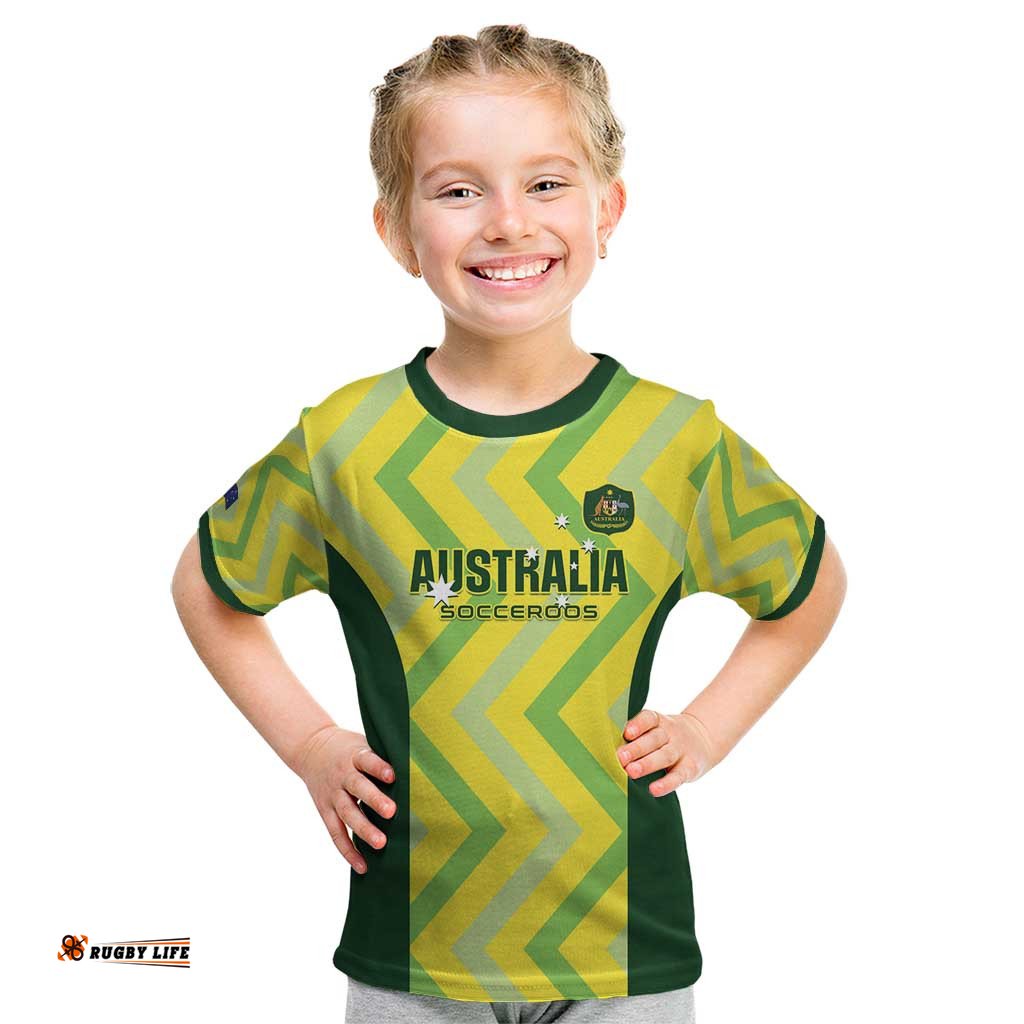 Custom Australia Socceroos 2025 Kid T Shirt Forever Golden LT01