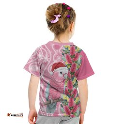 Australia Pink Galah Christmas Kid T Shirt Falalalala Galalah Bottlebrush Aboriginal Art LT14
