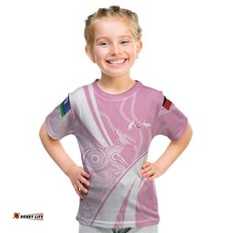 Australia Bowls Personalised Indigenous Pink Round Kid T Shirt LT7