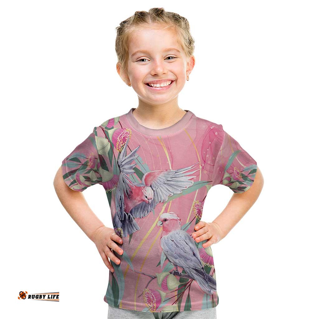 Australia Breast Cancer Awareness Kid T Shirt Pink Galah with Eucalyptus Flowers LT7