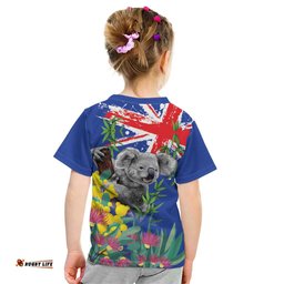 Australia Day Koala Kid T Shirt Aussie Aussie Aussie Oi Oi Oi Blue Color LT9
