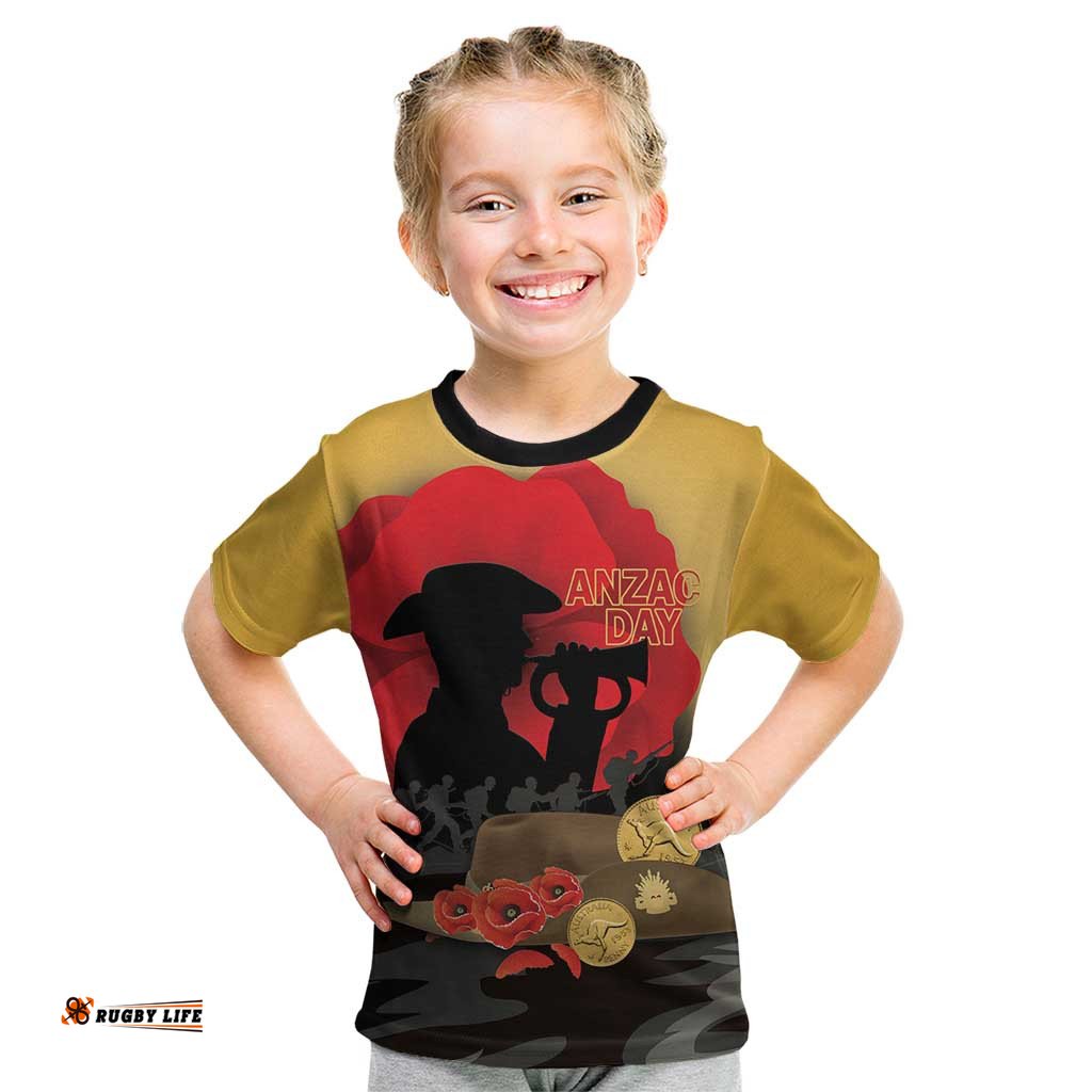 Australia Two-up Pennies ANZAC Day Kid T Shirt Slouch Hat Last Post With Poppy LT14