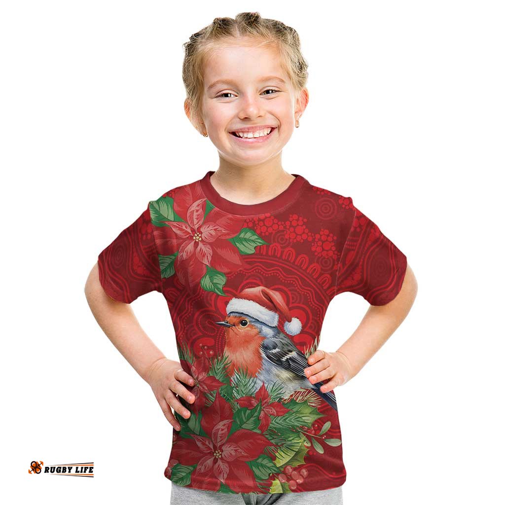 Australian Scarlet Robin Kid T Shirt Aboriginal Inspired Christmas LT9