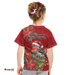 Australian Scarlet Robin Kid T Shirt Aboriginal Inspired Christmas LT9